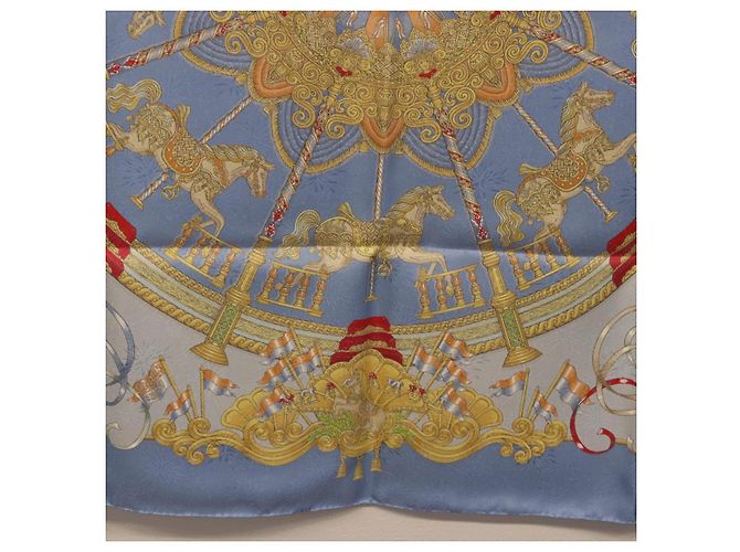 Hermès Foulard HERMES Carre 90 Seta Blu Auth 193599M - vista 20