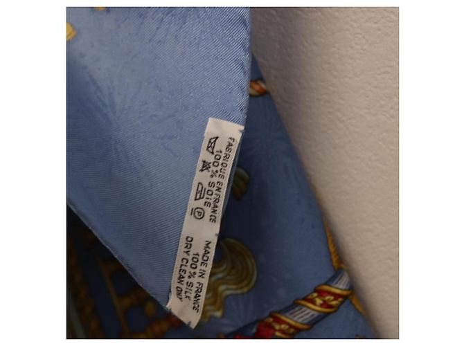 Hermès Foulard HERMES Carre 90 Seta Blu Auth 193599M - vista 22