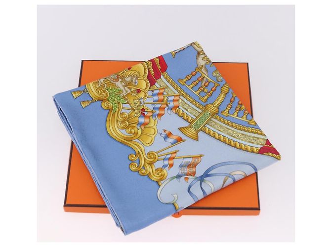 Hermès Foulard HERMES Carre 90 Seta Blu Auth 193599M - vista 23