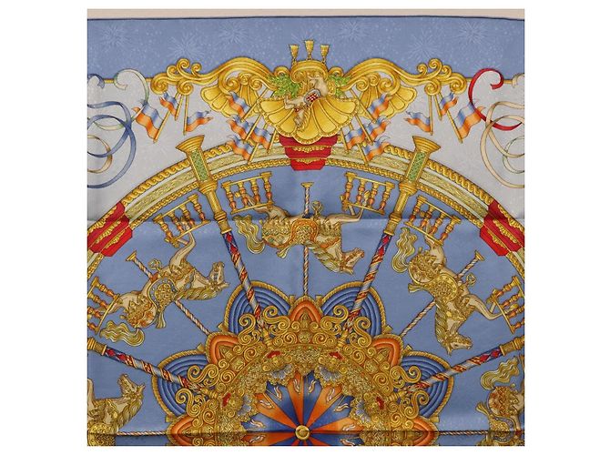 Hermès Foulard HERMES Carre 90 Seta Blu Auth 193599M - vista 3