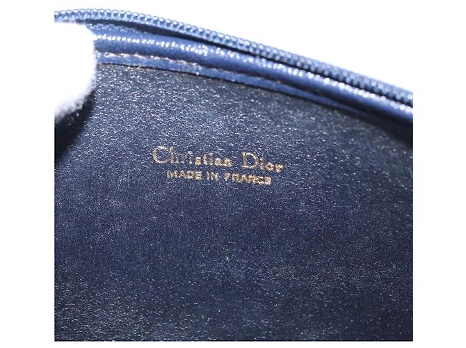 Pouch Christian Dior Trotter Canvas Navy Gold Auth 191983A D'oro Blu navy - vista 10