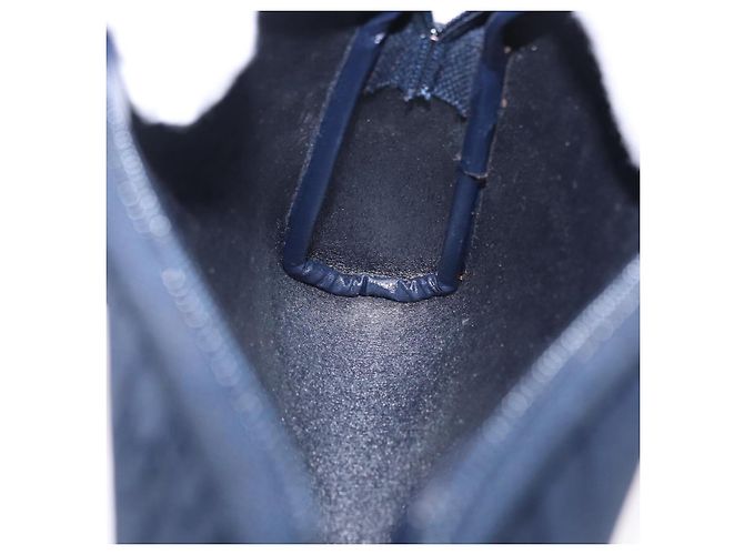 Pouch Christian Dior Trotter Canvas Navy Gold Auth 191983A D'oro Blu navy - vista 12