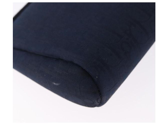 Pouch Christian Dior Trotter Canvas Navy Gold Auth 191983A D'oro Blu navy - vista 15