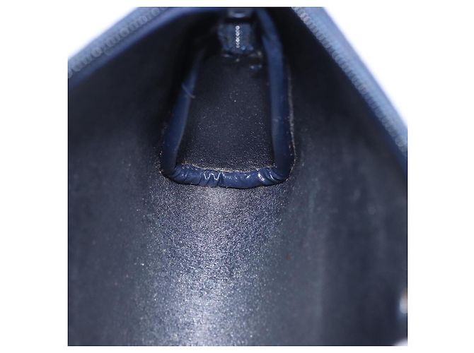 Pouch Christian Dior Trotter Canvas Navy Gold Auth 191983A D'oro Blu navy - vista 17