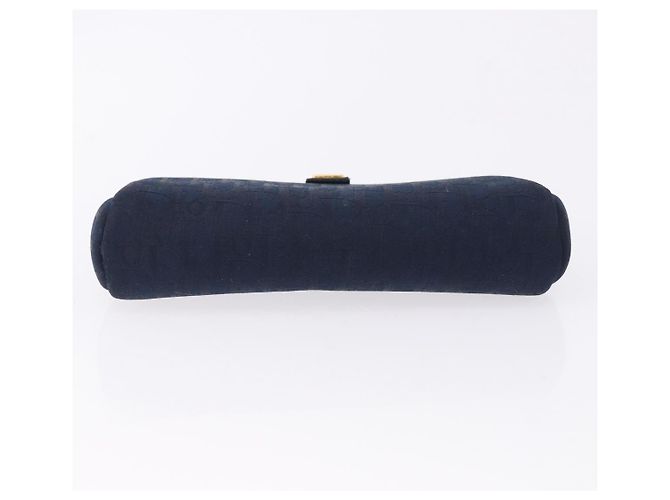 Pouch Christian Dior Trotter Canvas Navy Gold Auth 191983A D'oro Blu navy - vista 6