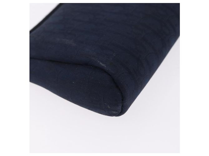 Pouch Christian Dior Trotter Canvas Navy Gold Auth 191983A D'oro Blu navy - vista 7