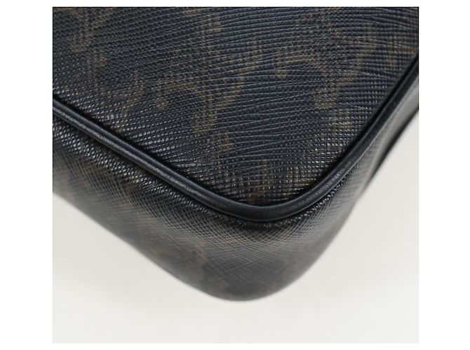 Céline Borsa a tracolla CELINE Triomphe PVC Pelle Nero Tono Oro Auth 194102M - vista 10