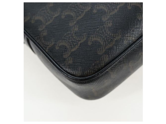 Céline Borsa a tracolla CELINE Triomphe PVC Pelle Nero Tono Oro Auth 194102M - vista 15