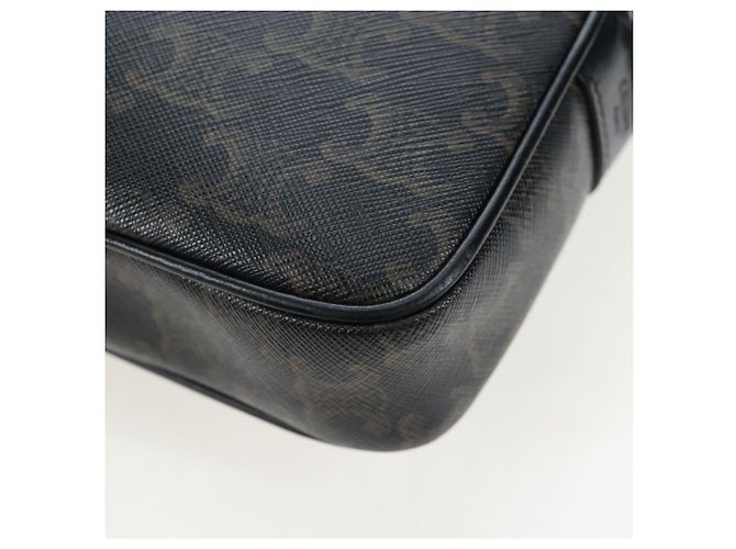 Céline Borsa a tracolla CELINE Triomphe PVC Pelle Nero Tono Oro Auth 194102M - vista 16