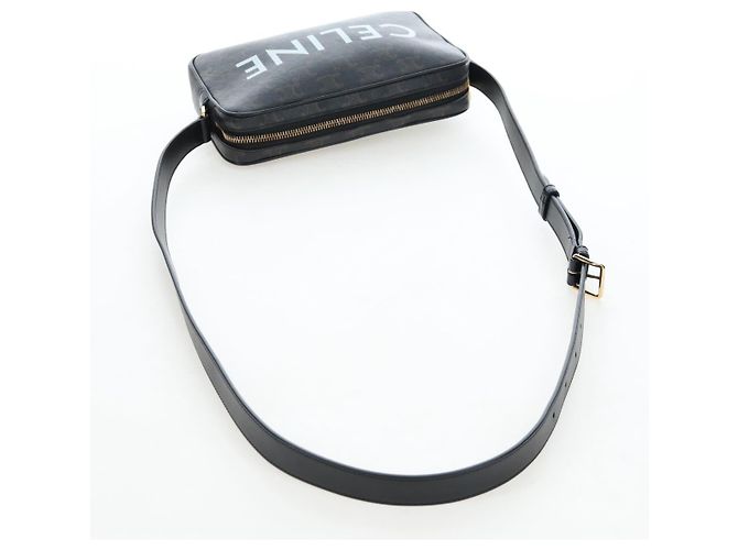 Céline Borsa a tracolla CELINE Triomphe PVC Pelle Nero Tono Oro Auth 194102M - vista 7