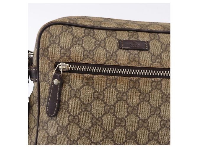 Bolsa de Ombro GUCCI GG Supreme PVC Beige Gold 201448 Auth bs36493 Bege Dourado - vista 17