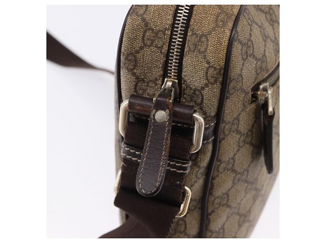 Bolsa de Ombro GUCCI GG Supreme PVC Beige Gold 201448 Auth bs36493 Bege Dourado - vista 18