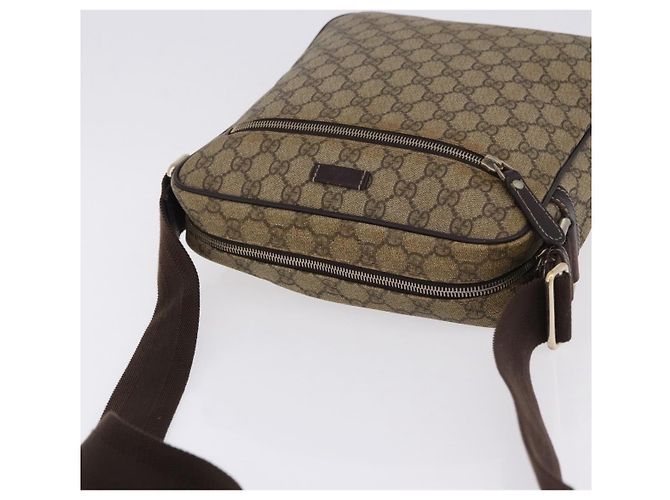 Bolsa de Ombro GUCCI GG Supreme PVC Beige Gold 201448 Auth bs36493 Bege Dourado - vista 6