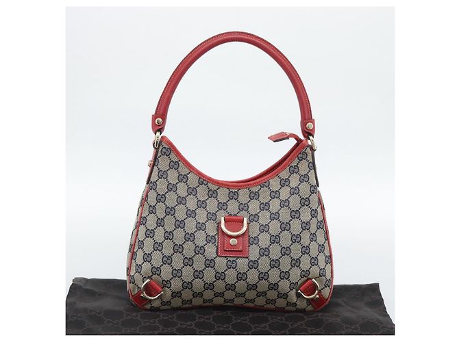 GUCCI Abbey GG Canvas Schultertasche Navy Gold 130738 Auth 193896V Golden Marineblau - Ansicht 12