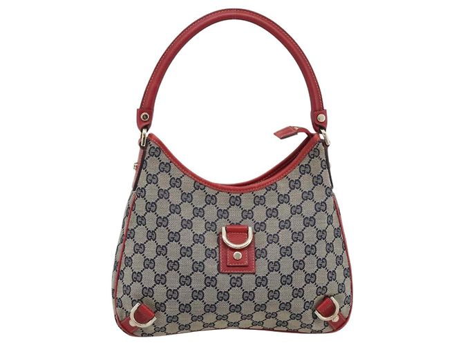GUCCI Abbey GG Canvas Schultertasche Navy Gold 130738 Auth 193896V Golden Marineblau - Ansicht 13