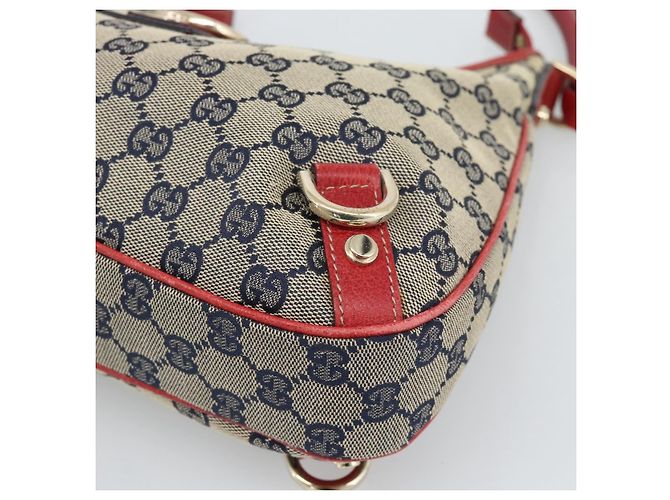 GUCCI Abbey GG Canvas Schultertasche Navy Gold 130738 Auth 193896V Golden Marineblau - Ansicht 14