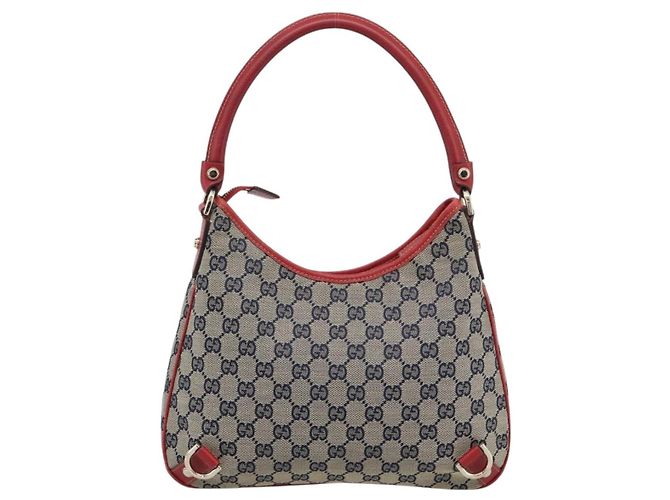 GUCCI Abbey GG Canvas Schultertasche Navy Gold 130738 Auth 193896V Golden Marineblau - Ansicht 2
