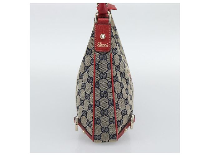 GUCCI Abbey GG Canvas Schultertasche Navy Gold 130738 Auth 193896V Golden Marineblau - Ansicht 3