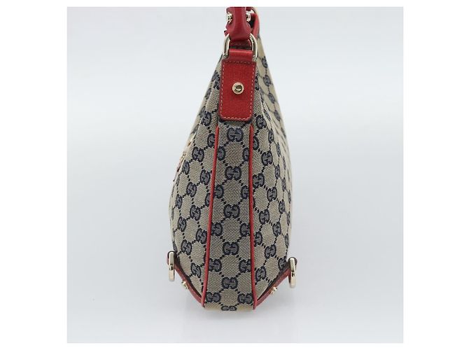 GUCCI Abbey GG Canvas Schultertasche Navy Gold 130738 Auth 193896V Golden Marineblau - Ansicht 4