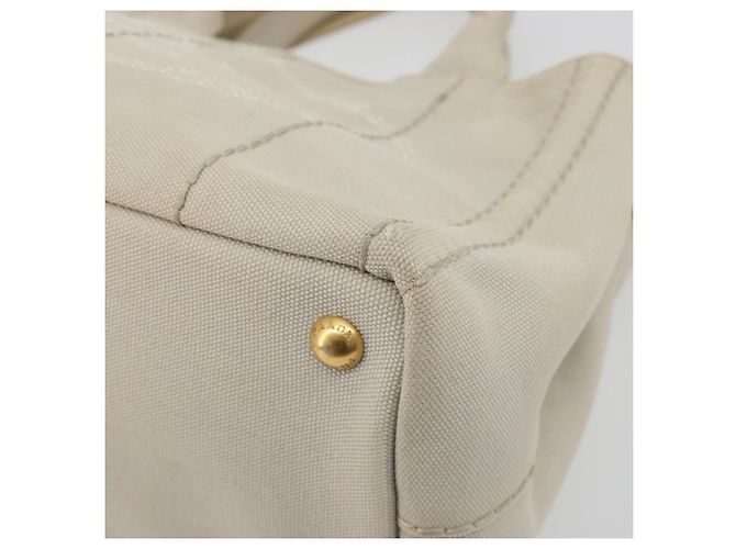 Bolso de mano PRADA Canapa PM Canvas 2way Gris Oro Auth bs36595 Castaño Dorado - vista 16