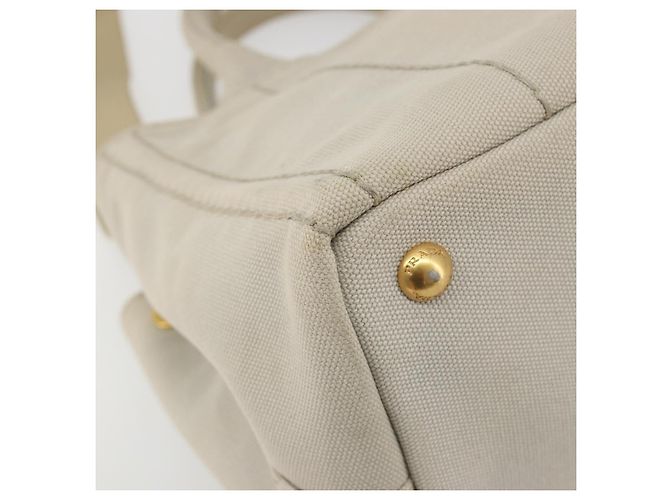 Bolso de mano PRADA Canapa PM Canvas 2way Gris Oro Auth bs36595 Castaño Dorado - vista 19