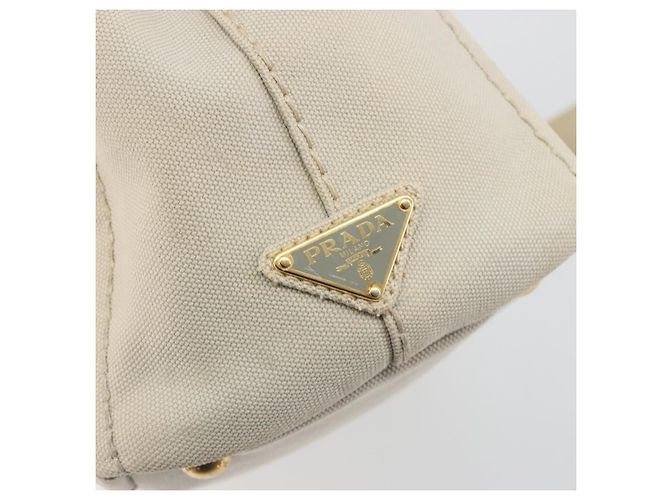 Bolso de mano PRADA Canapa PM Canvas 2way Gris Oro Auth bs36595 Castaño Dorado - vista 20