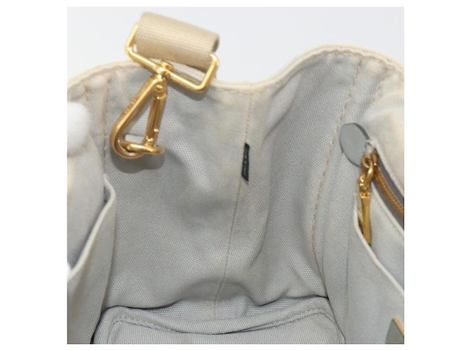Bolso de mano PRADA Canapa PM Canvas 2way Gris Oro Auth bs36595 Castaño Dorado - vista 23