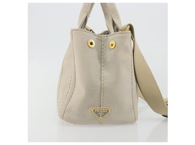 Bolso de mano PRADA Canapa PM Canvas 2way Gris Oro Auth bs36595 Castaño Dorado - vista 4