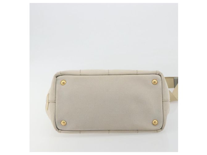 Bolso de mano PRADA Canapa PM Canvas 2way Gris Oro Auth bs36595 Castaño Dorado - vista 5