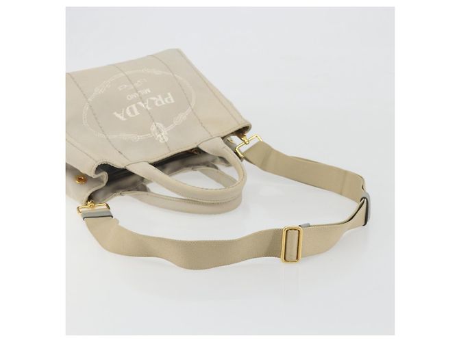 Bolso de mano PRADA Canapa PM Canvas 2way Gris Oro Auth bs36595 Castaño Dorado - vista 8