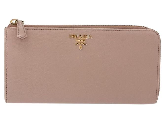 Saffiano PRADA Langbeutel aus Safiano-Leder Beige Gold Auth bs36526 Golden - Ansicht 13