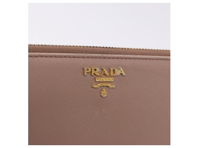 Saffiano PRADA Langbeutel aus Safiano-Leder Beige Gold Auth bs36526 Golden - Ansicht 17