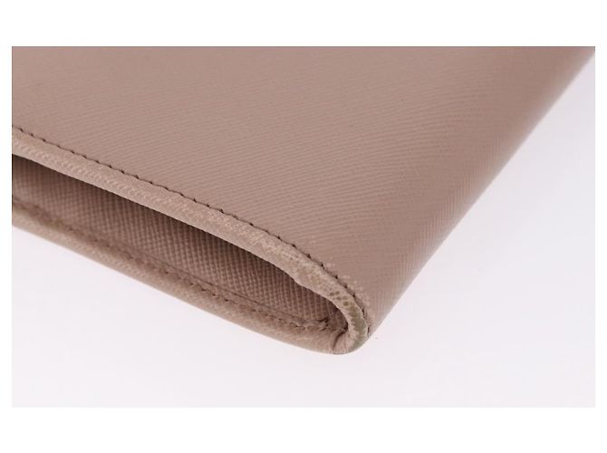 Saffiano PRADA Langbeutel aus Safiano-Leder Beige Gold Auth bs36526 Golden - Ansicht 7