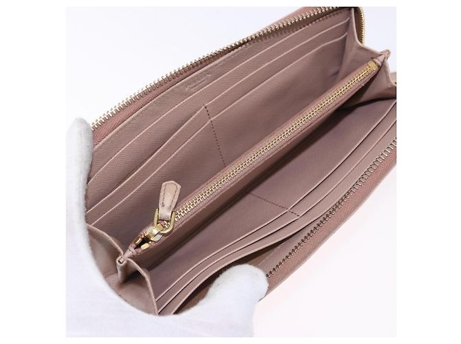 Saffiano PRADA Langbeutel aus Safiano-Leder Beige Gold Auth bs36526 Golden - Ansicht 9