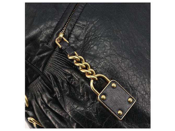 Borsa a mano Miu Miu in pelle nera e oro Auth bs36659V Nero D'oro - vista 10