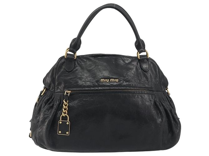 Borsa a mano Miu Miu in pelle nera e oro Auth bs36659V Nero D'oro - vista 13