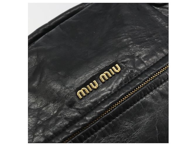 Borsa a mano Miu Miu in pelle nera e oro Auth bs36659V Nero D'oro - vista 17