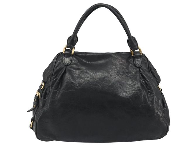Borsa a mano Miu Miu in pelle nera e oro Auth bs36659V Nero D'oro - vista 2