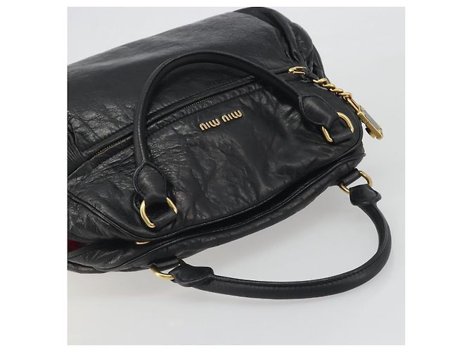 Borsa a mano Miu Miu in pelle nera e oro Auth bs36659V Nero D'oro - vista 6