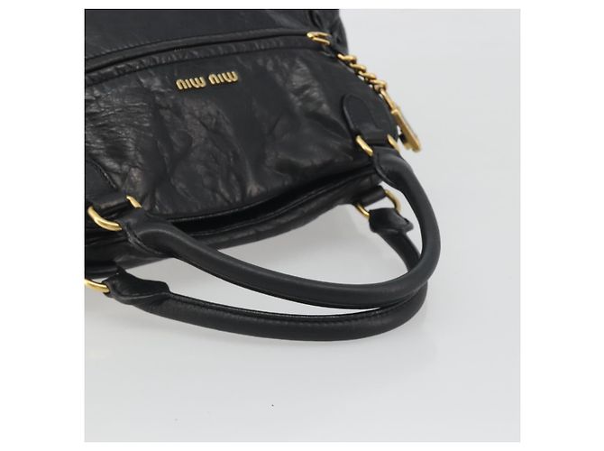 Borsa a mano Miu Miu in pelle nera e oro Auth bs36659V Nero D'oro - vista 7