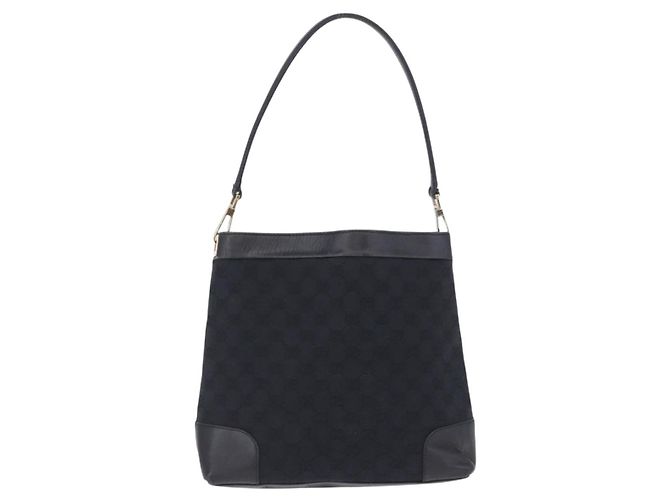 Borsa a Tracolla GUCCI GG Canvas Nero Tono Oro 33900 Auth 194224 - vista 2