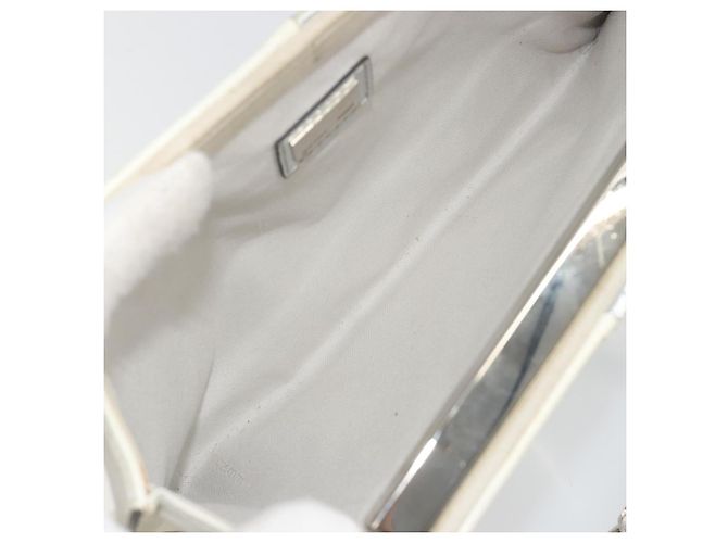 Bolsa de mão com corrente FENDI em couro Silver White Auth 194186 Prata Branco - vista 11