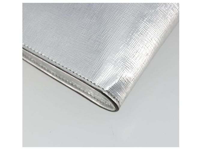 Bolsa de mão com corrente FENDI em couro Silver White Auth 194186 Prata Branco - vista 16