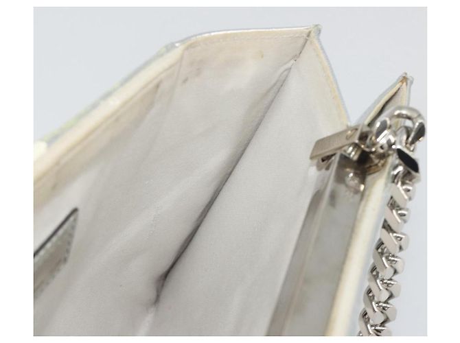 Bolsa de mão com corrente FENDI em couro Silver White Auth 194186 Prata Branco - vista 18