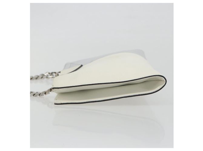 Bolsa de mão com corrente FENDI em couro Silver White Auth 194186 Prata Branco - vista 4