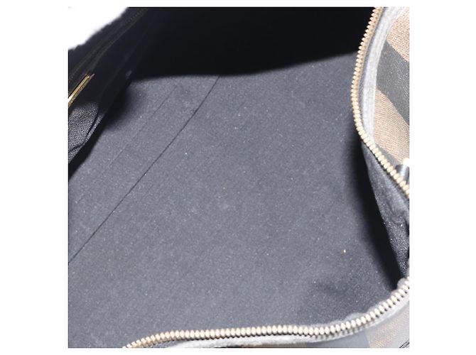 Pequin Borsa Boston FENDI in tela Pecan PVC Nero Marrone Auth hk3981 - vista 11