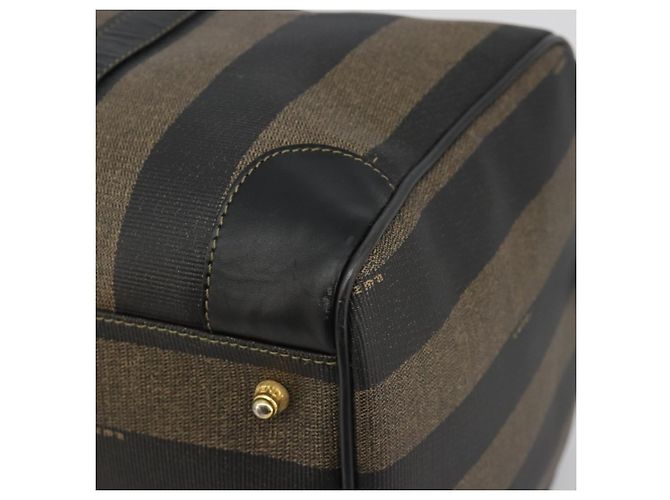 Pequin Borsa Boston FENDI in tela Pecan PVC Nero Marrone Auth hk3981 - vista 14