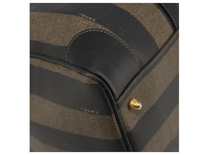 Pequin Borsa Boston FENDI in tela Pecan PVC Nero Marrone Auth hk3981 - vista 15