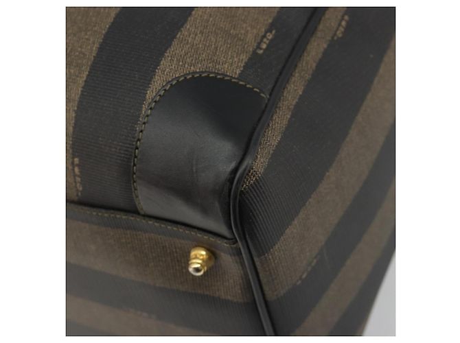 Pequin Borsa Boston FENDI in tela Pecan PVC Nero Marrone Auth hk3981 - vista 16
