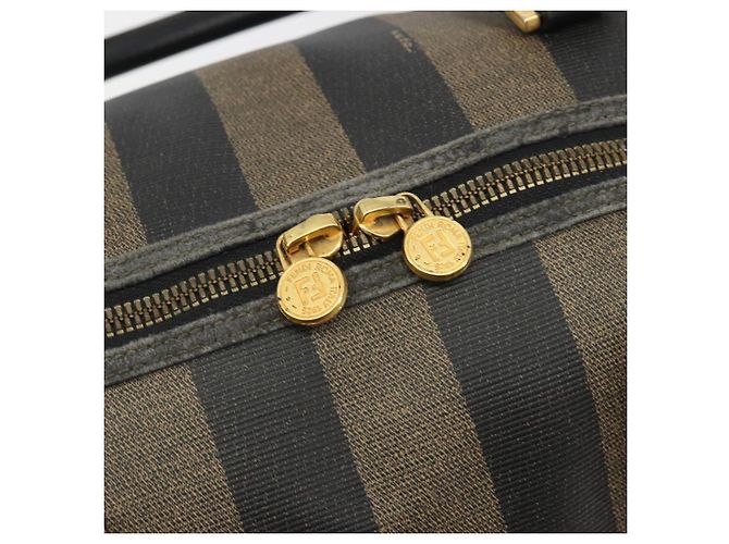 Pequin Borsa Boston FENDI in tela Pecan PVC Nero Marrone Auth hk3981 - vista 17